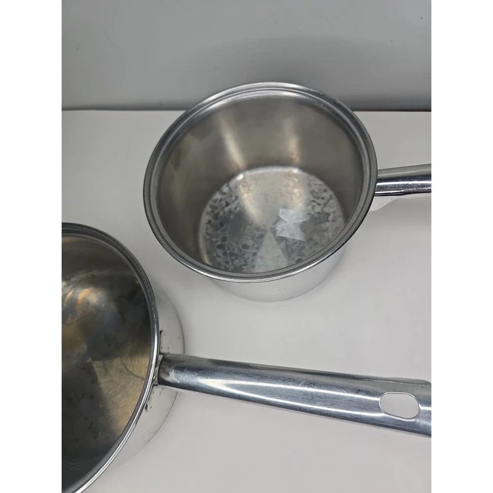 Tramontina 18/10 Stainless Steel 20 & 16 cm Saucepan Pots Try-Ply Clad Set of 2